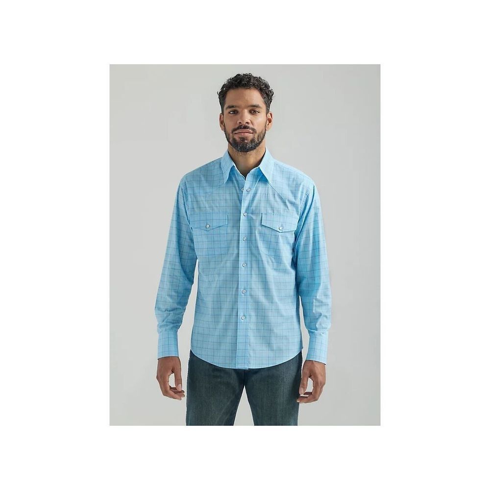Wrangler Men's Wrinkle Resist Long Sleeve Western Snap Plaid Shirt Size Large